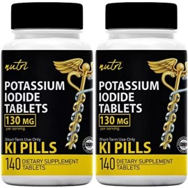 Nutri Supplements Potassium + Iodide Tablets Radiation 130 mg (2 Pack) - (280 Tablets) EXP 2033