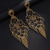 XSBODY Rhinestone Black Earrings For Women Tassel Crystal Statement Dangle