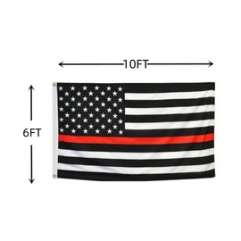 Red Line USA Flag 6X10 FT - Vivid Color, All Weather, Double Stitched American Firefighter Flags，Resd Stripes Flags,Polyester Flags with Sturdy Brass Ring. (6X10)