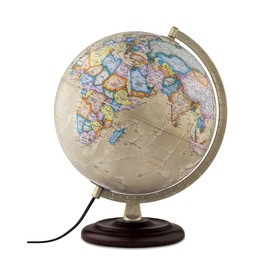 Waypoint Geographic Ambassador Plus Illuminated Globe, 12" Antique Ocean-Style World Globe, Up-To-Date Reference Globe for Home and Office Decor, 17“ H x 13.5“ W x 12“ D
