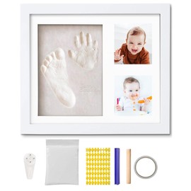Baby Hand and Footprint Kit, Keepsake Frame for Newborn Boys & Girls Baby Shower Gifts for Mom with Clay Pin Tape Hook Frame