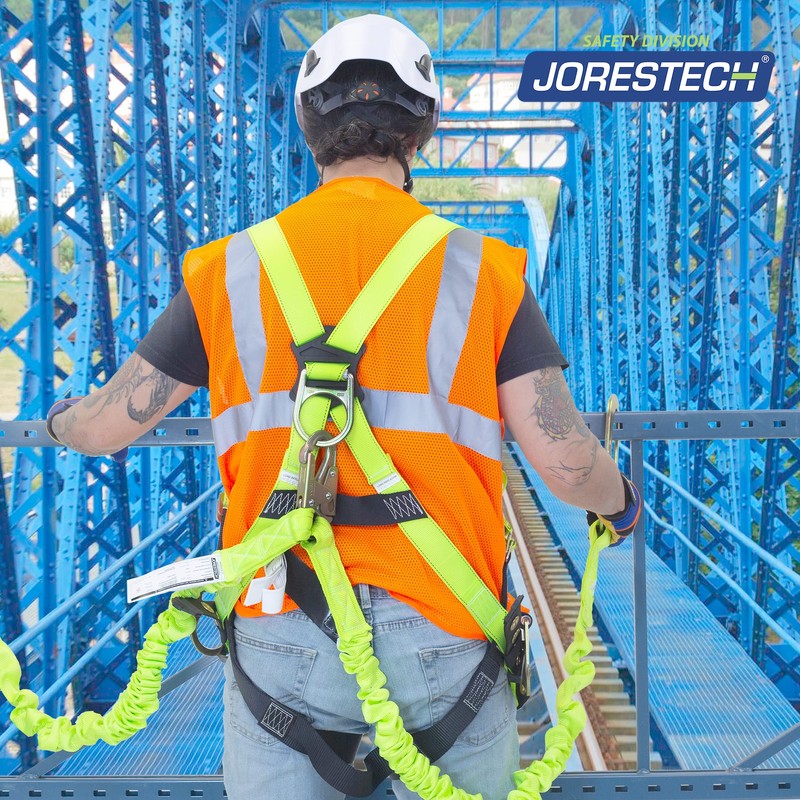 JORESTECH Safety Full Body Harness for Fall Protection, Yellow/Lime Back