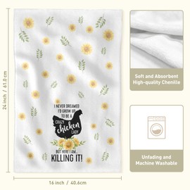 TiTkaiVi 2 Pcs Funny Kitchen Dish Towels Gifts for Women Mom Chicken Lovers, Crazy Chicken Lady Gift for Christmas Mother's Day Birthday Housewarming