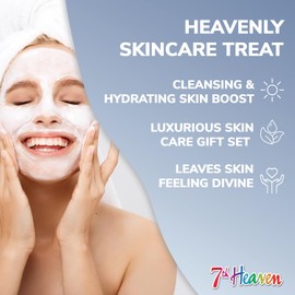 7th Heaven Heavenly Skin Face Mask Set (14 Face Masks, Cleansing Cloth & Leopard Print Headband). Cream & Peel Off Masks, Pamper Gifts for Women - Genuine 7th Heaven Face Masks Skincare
