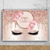 Mestiker 7x5ft Rose Gold Happy Birthday Banner Backdrop Pink Cream