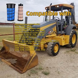 FLTRUCKTOP AT332908 AT332909 Air Filter Compatible with John Deere Backhoe 310J 310K 315SL 325K 410J Skid-Steer 326D 328D 329E 332E Replaces P611189 P611190