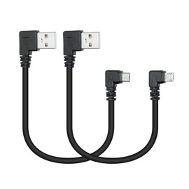 Maixbomr 90 Degree Micro USB Power Cable,25cm USB A Left Angle to Micro USB Left & Right Angle Charging and The Data Transfer,for Phone,Dash Cam,Camera,etc,Micro USB Port Use(1 Pair)