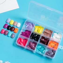 COLORBIRD Nail Tip, Short, 12 Colors, 288 Pieces, Black, Pink, Blue, Sea, Pool, Nail Tip, Simple, Stylish (Round S Glossy)