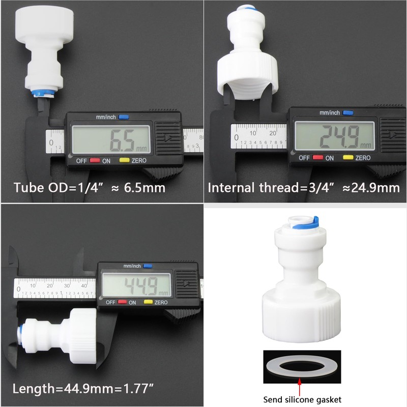 3/4" Female Thread Straight to 1/4" OD Push-to-Connect, RO Water