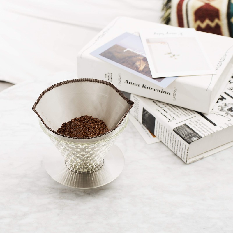 Foldable Permanent Filter for Pour Over Coffee Made of Fine