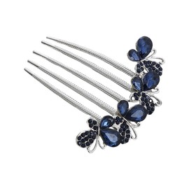 Bridal Wedding Butterfly Crystal Hair Combs Decorative Rhinestone Headpieces Hair Clips Bride and Bridesmaids Hair Accessories for Women Girls (Blue, One size)