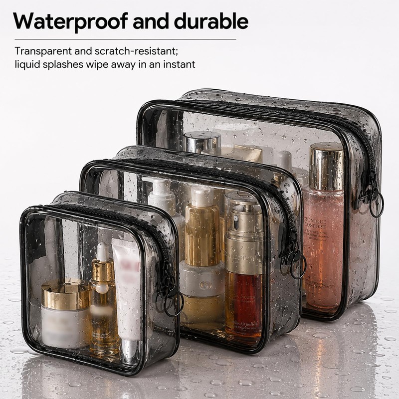 4pcs Beauty Case Trasparente Borsa da Viaggio per Cosmetici Impermeabili