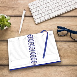 2025 Daily Planner with Rings, Size 11 x 16 cm, Perfect for Appointments and Business - Elegant Hardcover, Functional Design, Diary in Italian from January to December (BLUE)