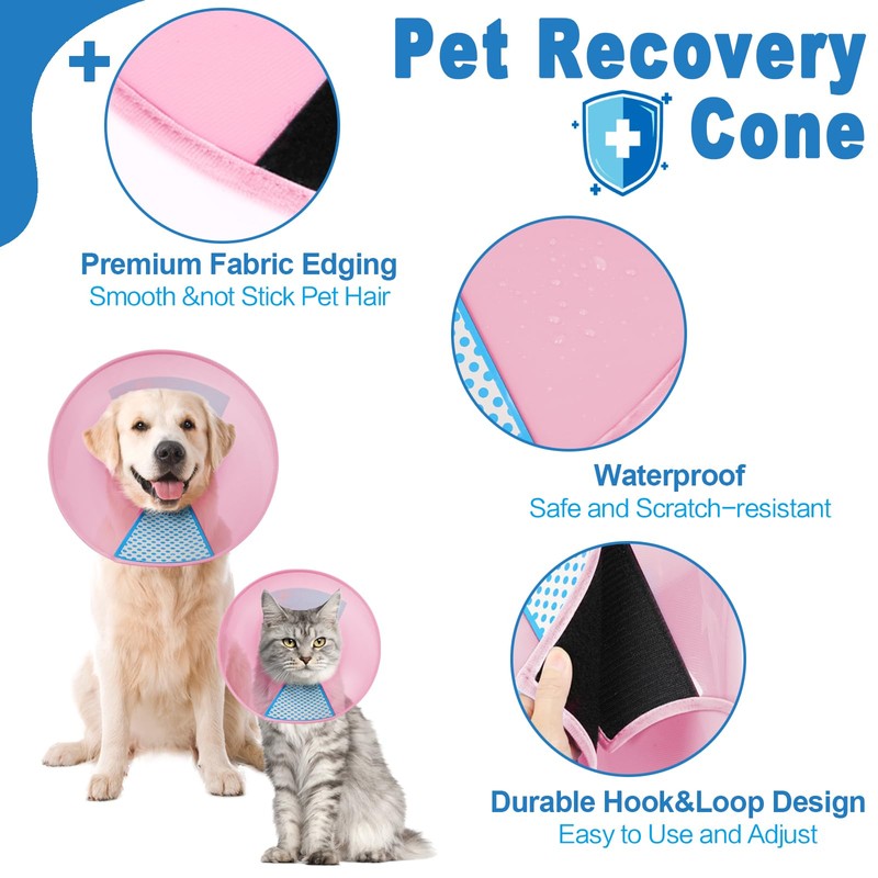 Supet Dog Cone Collar Adjustable After Surgery, Comfortable Pet Recovery