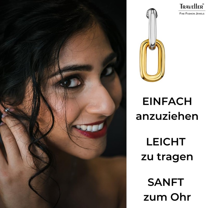 Traveller Clip-On Earrings – Gold-Plated / Platinum-Plated / Bicolour, Crystal