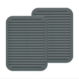 Nstezrne Trivets for Hot Dishes, Hot Pads for Kitchen Silicone Trivet Mat, Trivets for Hot Pots and Pans, Multi Purpose Heat Resistant Mats for Countertops Rectangular Pot Holders Set 2 Dark Gray