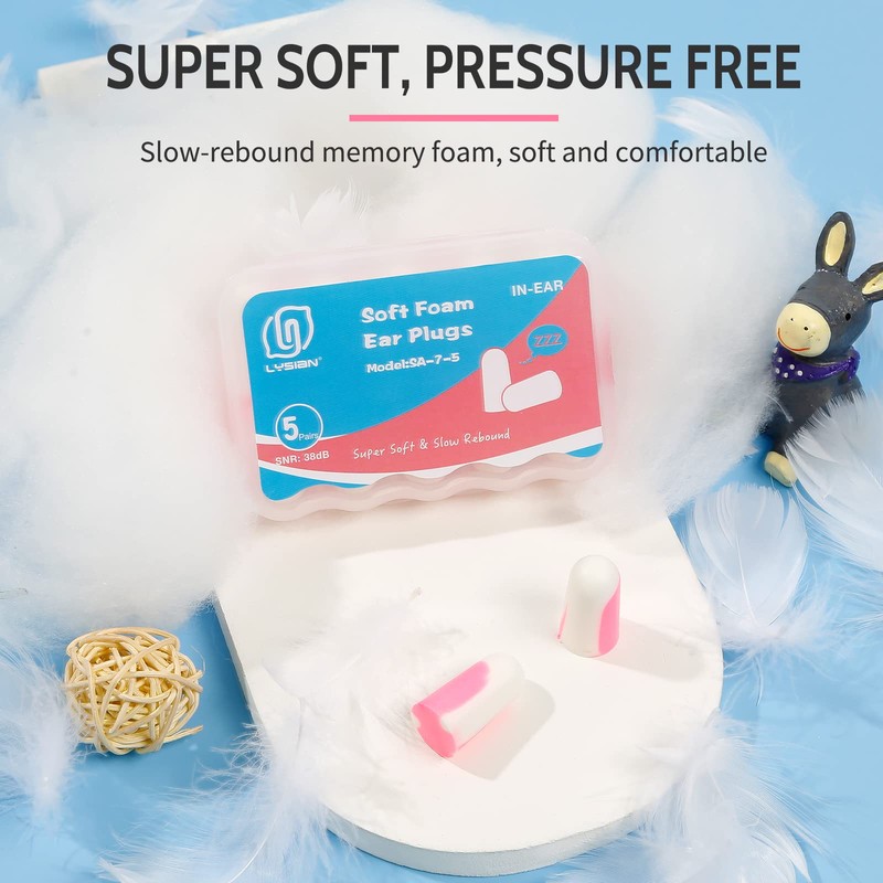 LYSIAN Ultra Soft Foam Ear Plugs for Sleeping Noise Cancelling