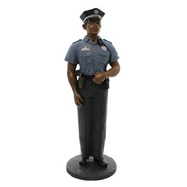 Ebony Treasures Professional: Black Police Man Collectible Figurine, 8.5" H