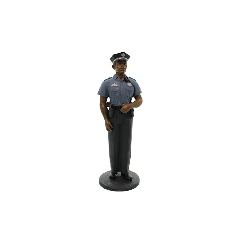 Ebony Treasures Professional: Black Police Man Collectible Figurine, 8.5" H