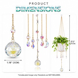 Sun Catcher Plant Hanger with Beads, Glass Crystal Ball Decor