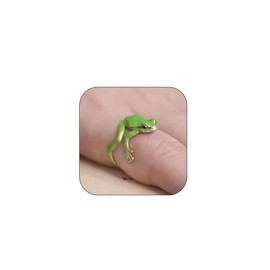 IQPDYV Tree Frog Ring for Women Cute Tree Frog Ring Adjustable Open Frog Ring Funny Green Frog Ring for Women Jewelry Gifts, Metal, No Gemstone