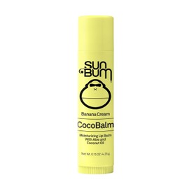 Sun Bum Banana Cream Cocobalm  Blsamo labial hidratante con aloe  Hipoalergnico, sin parabenos, sin silicona,  Barra de 0.15 onzas                    