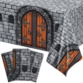 3 Pcs Medieval Party Decorations 108 x 54 Inches Medieval Tablecloth Knights Party Supplies Cobblestone Tablecloth Castle Tablecloth Knight Table Cover Castle Decorations for Knight Birthday Party