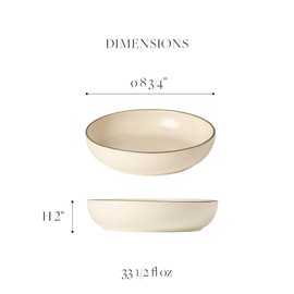 Casafina Ceramic Stoneware Soup & Pasta Bowl - Monterosa Collection, Cream-Cocoa | Microwave & Dishwasher Safe Dinnerware | Food Safe Glazing | Restaurant Quality Tableware