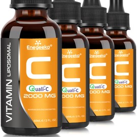 Enegeeko Liposomales Vitamin C mit Quali-C Vitamin C | Nicht GVO | Vitamin C pH-neutral & magenfreundlich | Vegan (60 ml (4er Pack))