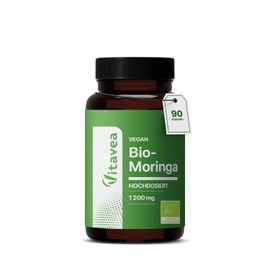 Moringa Organic 1200 mg - 90 Vegan Capsules - Organic Moringa Oleifera Extract - Superfood with Vitamins, Minerals and Antioxidants - 30 Day Treatment - Laboratory Tested, No Additives - Vitavea