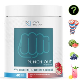 Nova Pharma Punch Out Pre Workout Powder – L-Carnitine and Antioxidant-Rich Pre Workout Supplement, Boost Stamina and Endurance for Gym Training and Workouts - 40 Servings (Dragon Fruit)