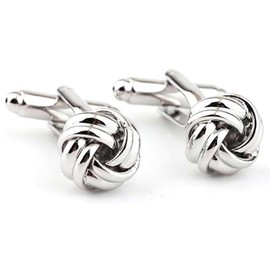 Knot Twisted Cufflinks Men's Cufflinks,Fashion Shirt Alloy Accessories Cufflinks, Men's Metal Cufflink Gift (1 Pair, Silver)