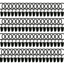 50 Pcs Curtain Hooks, 1.5 Inch Curtain Rings with Clips Hooks Rustproof Decorative Drapery Curtain Clip Rings for Room, Bathroom and Parlor Window, Vintage Black (50)