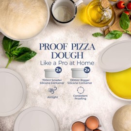 Southernsy Pizza Dough Proofing Box | 1300 ml and 700 ml Silicone Stackable Pizza Dough Proofing Containers | Pizza Proofing Container for Family Size Dough
