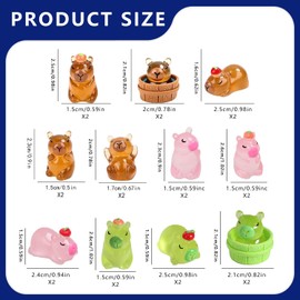 Haronistra Mini Resin Capybara Figurines Set – 22-Piece Capybara Decor with Glow-in-the-Dark Accessories, Cute Mini Animal Figures for Desk, Aquarium, Fairy Garden, Terrarium