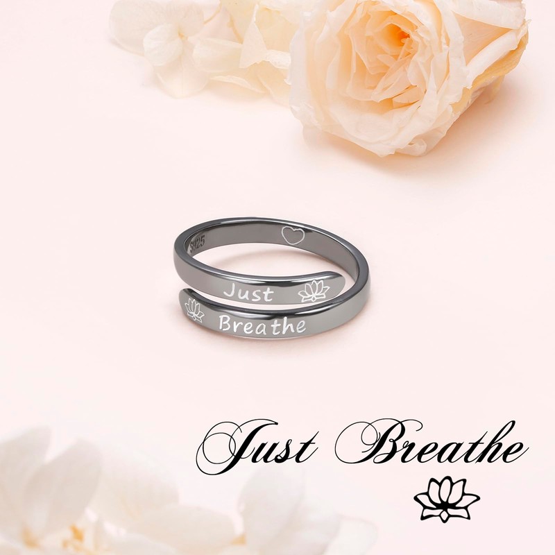 DAOCHONG 925 Sterling Silver Adjustable Inspirational Rings Stackable Spiral Twisted