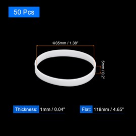 uxcell 50Pcs Silicone Rubber Bands, 35x5mm Rubber Bands Rings Cable Ties Strong Elastic Bands Non-slip for Cord Wrapping Bag Wraps, White