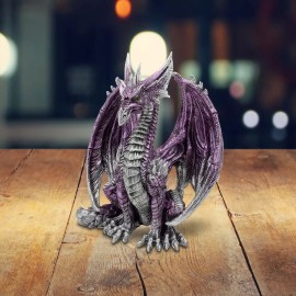7"H Purple Dragon Sitting Figurine Ornament Home Decor Unique Gift