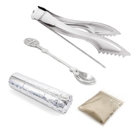 NKlaus 4-Piece Set of Incense Tongs Incense Spoon 40 g Smoking Sand with 10 Tabl Charcoal 40680