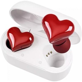Bewinner Auriculares Inalámbricos en Forma de Corazón, Multifunción, Elegantes, Ligeros, con Cancelación de Ruido, Estéreo en el Oído, Auriculares Bluetooth, Auriculares de Carga para