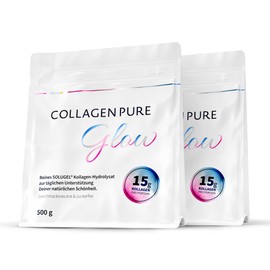 Collagen Pure Glow (2 x 500 g) - 100% Pure Collagen Powder from Pasture - Collagen Hydrolysate with Peptides Type 1 and 3 - Taste-Neutral, Perfectly Soluble & High Dose Collagen Powder