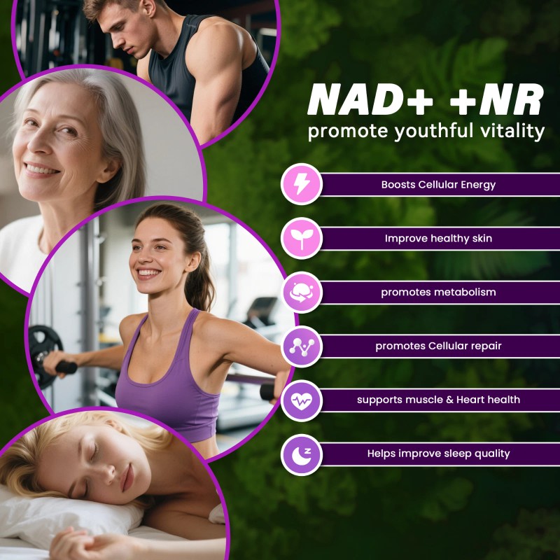 NuvitaGarden NAD+ Supplement for Anti-Aging Energy Focus & Nicotinamide Ribose