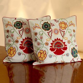 NOVICA Multicolor Floral Cotton Throw Pillow Cover, Eternal Spring' (Pair)