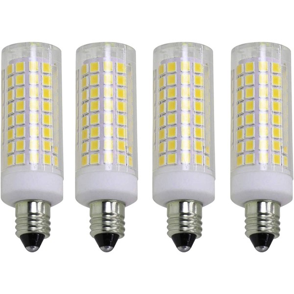 E11 LED Bulb,Dimmable, 100W Halogen Bulbs Equivalent, JD E11 Mini Candelabra Base, AC110V120V 130V, 6000K Daylight White for Chandeliers Ceiling Fan Light, Pack of 4