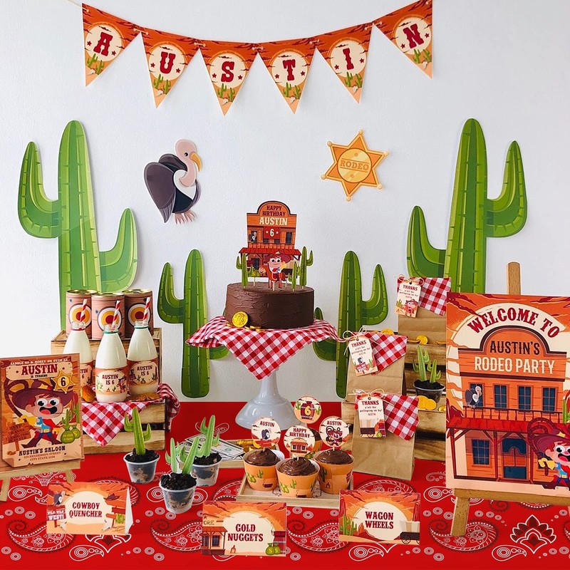 PHOGARY 2 Pieces Western Party Tablecloth, Bandana Western Cowboy Themed