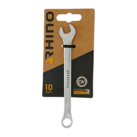 RHINO 10mm Combination Wrench, Clamp, Ring Spanner and Combination Spanner - 10mm Diameter - High Quality - Made of Steel (Chrome Vanadium) - - Various Sizes Available