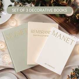 Decorative Books for Home Decor-Coffee Table Books Bookshelf Mantel Decor-Set of 3 Linen Fake/Faux Book for Decoration-Decorative Boxes,Storage Box,Photo Storage and Keepsake Box (Sage-beige-white)