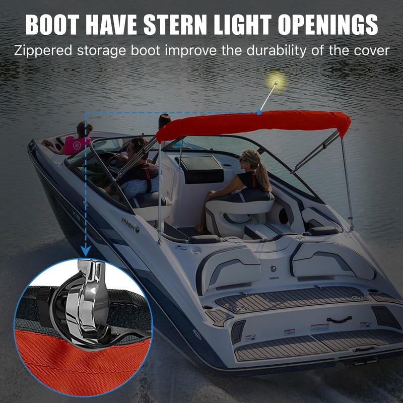 3Bow Bimini Top Storage Boot Cover with Light Hole Bimini