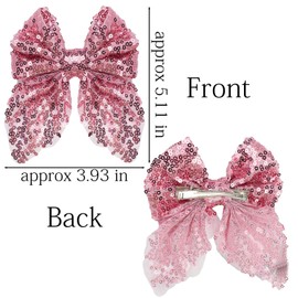 Esumun Sequin Glittering 5 Inch Fable Hair Bows Alligator Hair Clips 8 Pcs Shiny Hair Accessories for Baby Infant Toddler School Girls (F sequin)