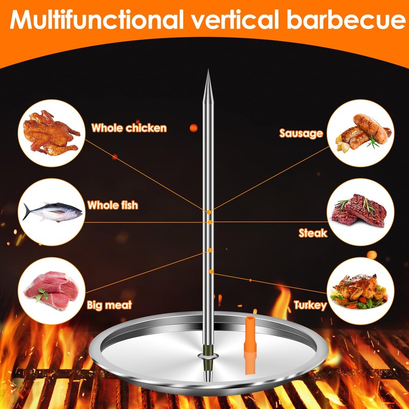 Vertical Skewer for Grill Stainless Steel Pastor Skewer with 2